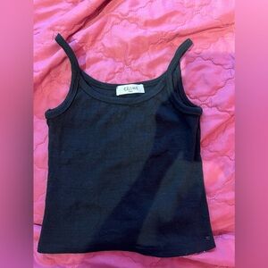 Black ribbed cotton tank top